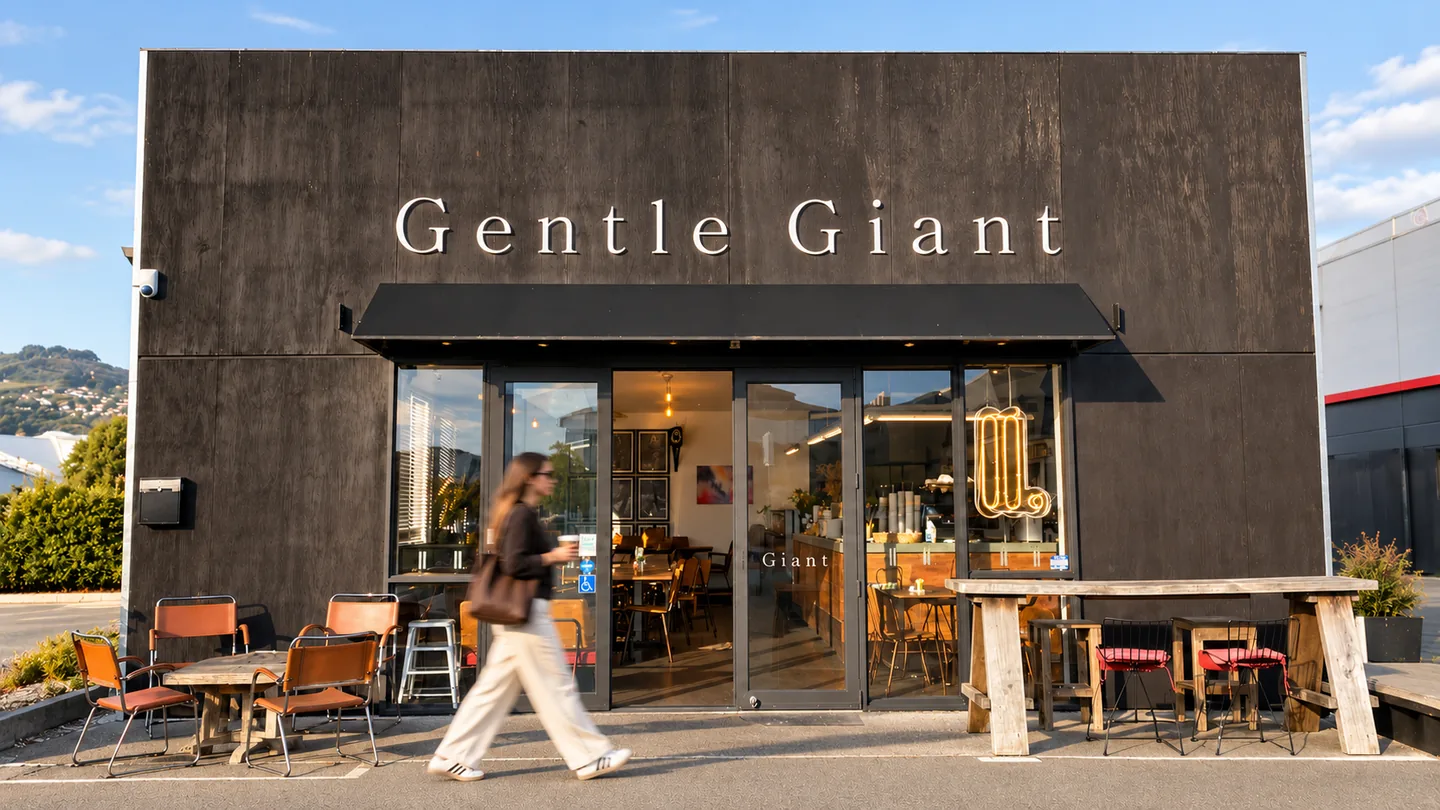 The Gentle Giant Cafe storefront and sign